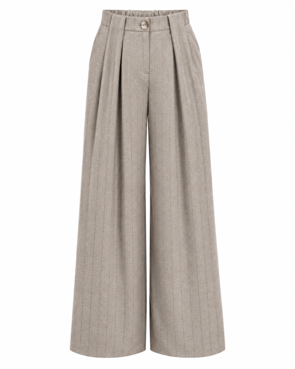 Taupe Pinstripe Wide-Leg Trousers.png