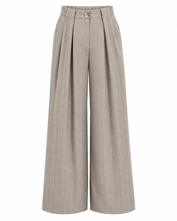 Taupe Pinstripe Wide-Leg Trousers.png