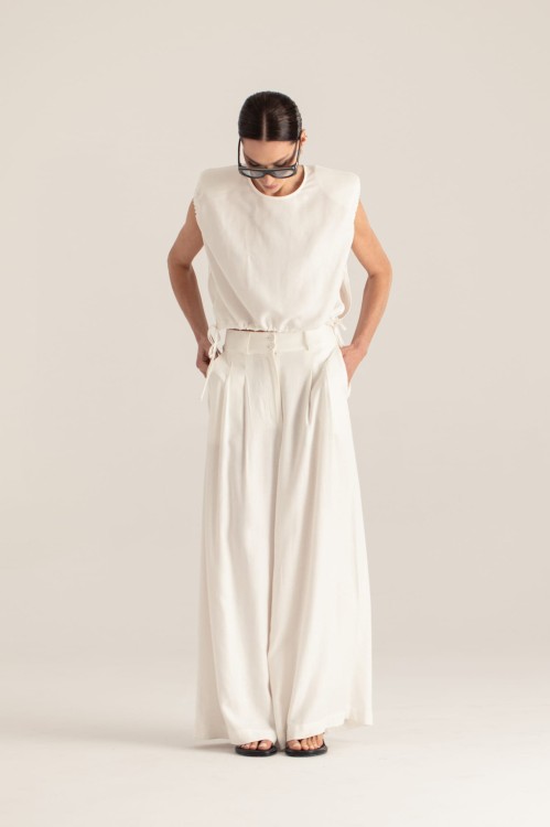 Bluzka pia biała – widok z przodu – styl boho – ANA atelier