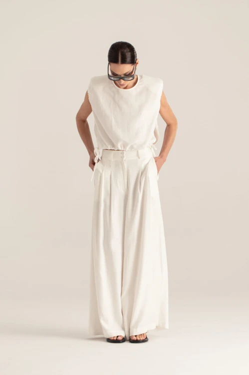 Bluzka pia biała – widok z przodu – styl boho – ANA atelier