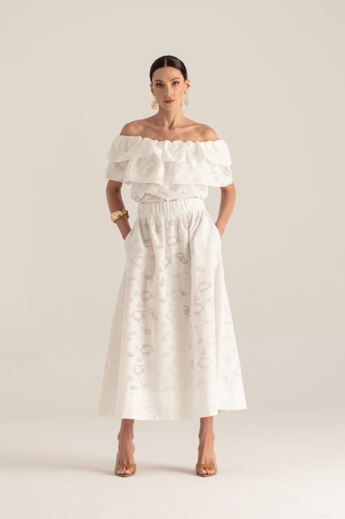 Bluzka Ella biała – widok z przodu – styl premium – ANA atelier