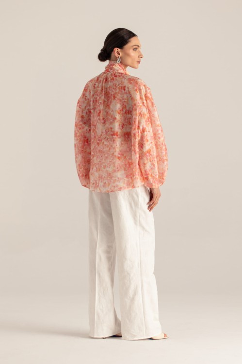 Bluzka Adele koralowa – widok z tylu – styl boho – ANA atelier