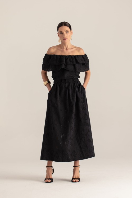 Spódnica Ella czarna – widok z przodu – styl premium – ANA atelier